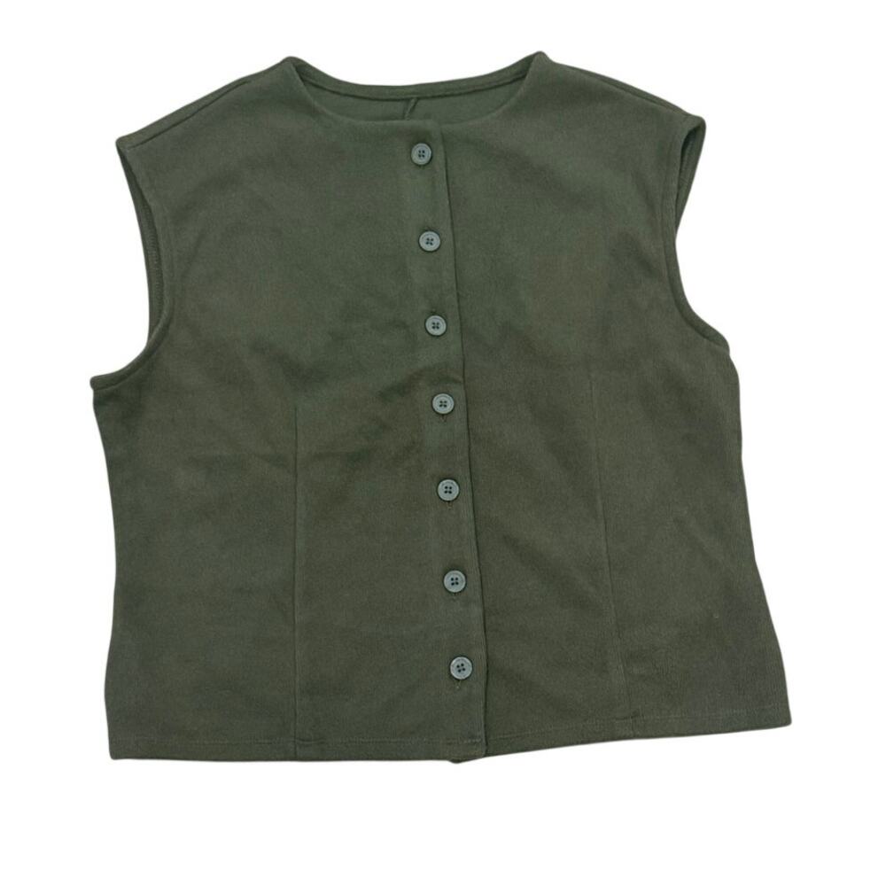 A New Day Women's Size Medium Green Button-Front Sleeveless Tank Top Vest